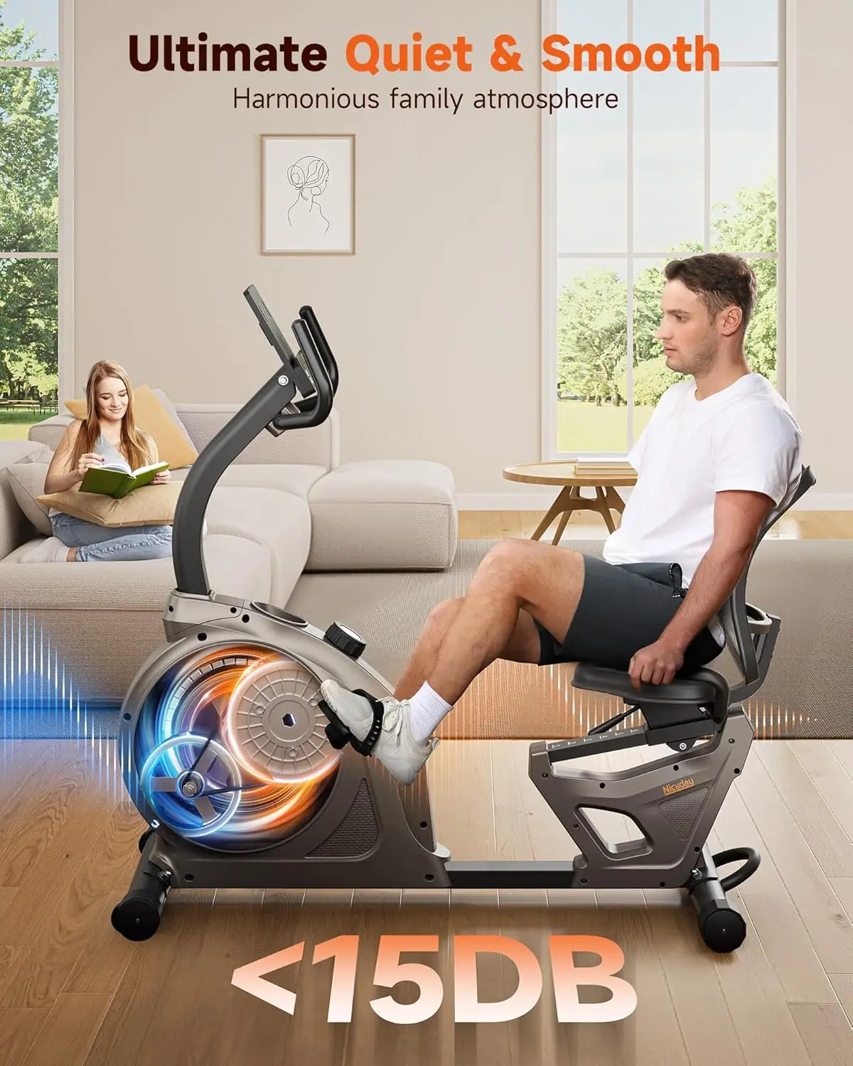 Recumbent Bike for Home, Recumbent Stationary Bike 400LBS Weight Capacity, Magnetic Recumbent B