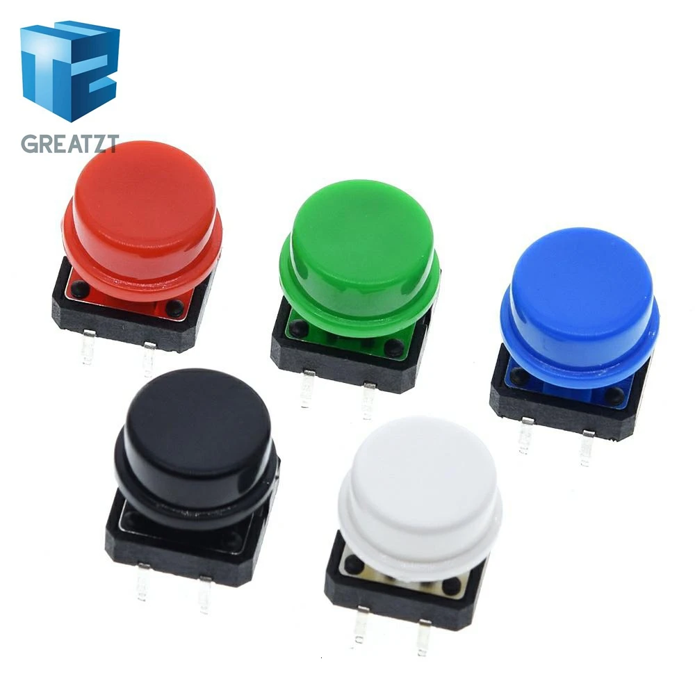 25PCS Tactile Push Button Switch Momentary 12*12*7.3MM Micro switch button + 25PCS Tact Cap(5 colors)