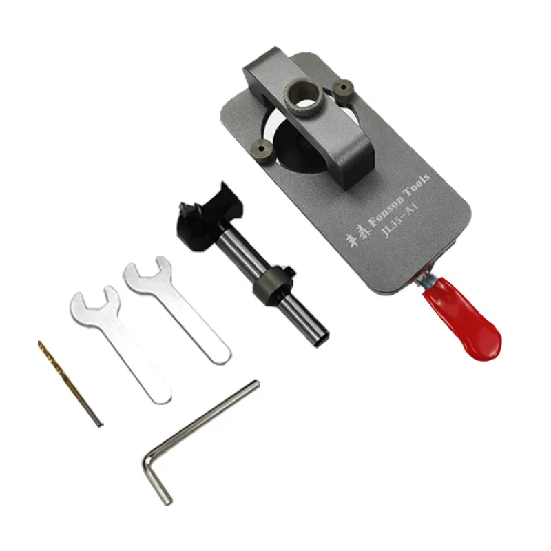 35mm Hinge Hole Device Drilling Guide Locator Cabinet Door Aircraft Hinge Opener Door Cabinets Aluminum Alloy Woodworking Tool