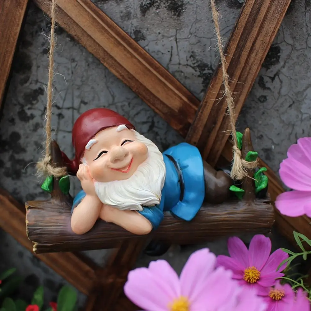 High Quality Cute Dwarf Swing Decoration Creative Interesting Dwarf Ornaments Garden Resin Figurines