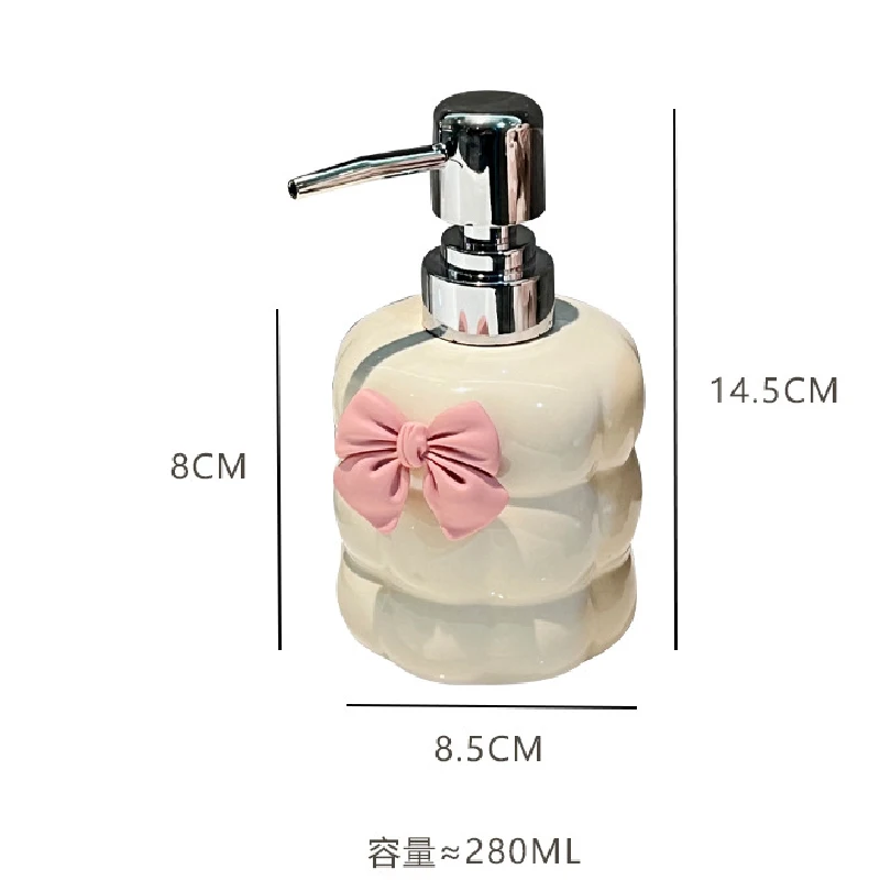 Bow Cotton Emulsion Bottle Luxury Ceramic Press Bottle Lotion Hand Sanitizer Bottled Hotel Bathroom Decoration Accessories