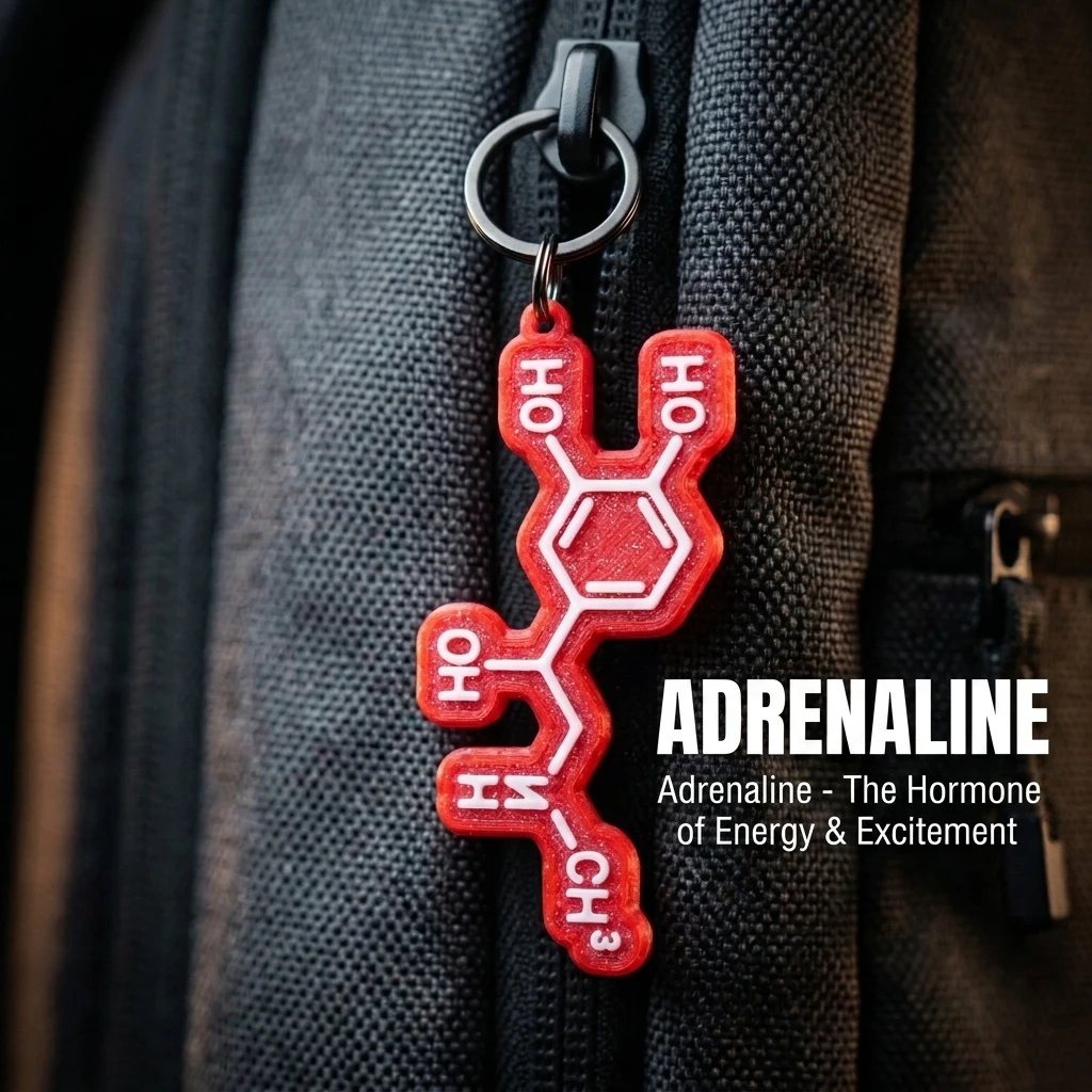 Adrenaline chemical molecule keychain without key ring Science Geek Gift adrenaline structure