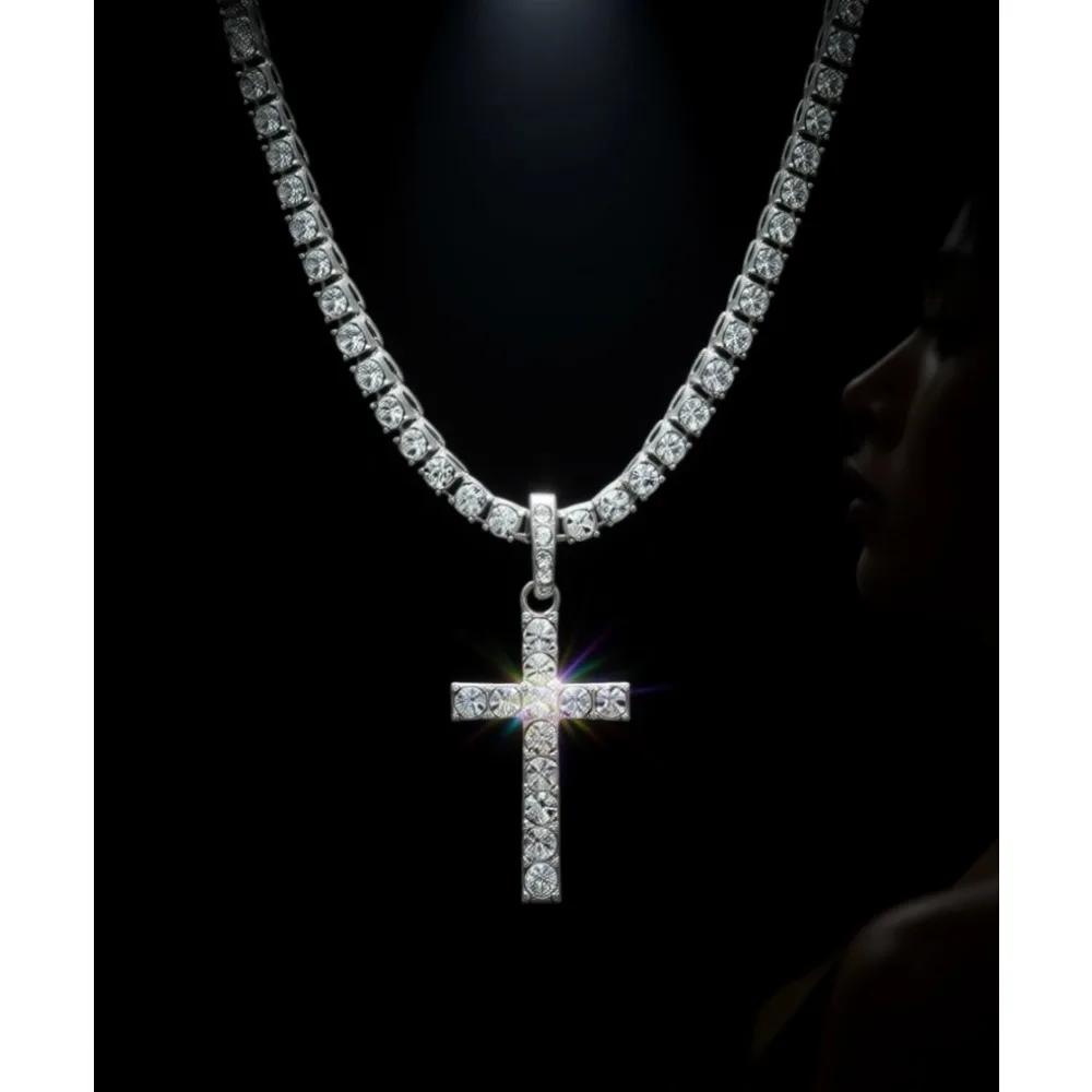 

Золотая/серебряная теннисная цепочка с подвеской Iced Cross Bull Money Bag 23 в стиле хип-хоп для мужчин и женщин