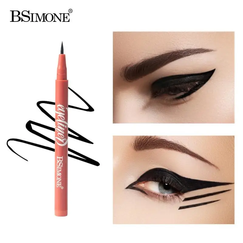 BSIMONE Penna Eyeliner Nera Impermeabile ad Asciugatura Rapida Lunga Durata Opaca Liscia Facile da Applicare Penna Eyeliner Liquida Cosmetici per il Trucco