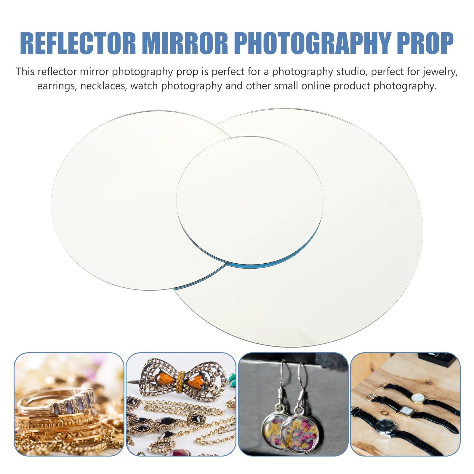 

3pcs Mirror Board Acrylic Reflective Photography Prop Smooth Durable Surface For Jewelry Watch Cosmetics Display Background Tray