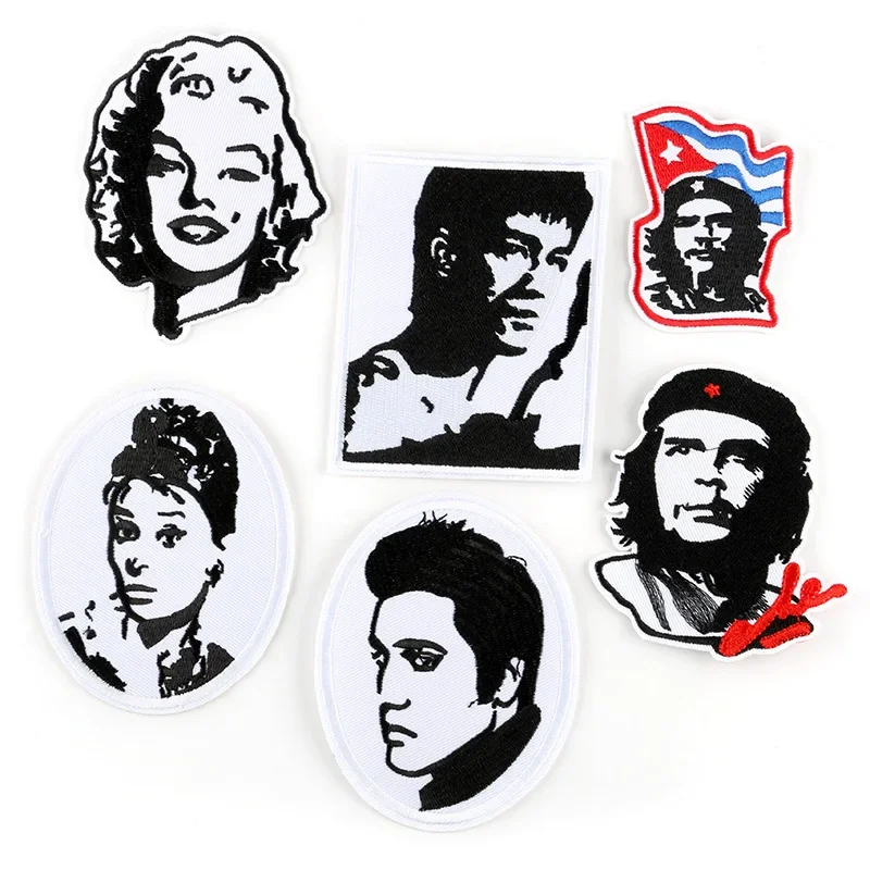 

30pcs/Lot Vintage Embroidery Patch Hero Kung Fu Marilyn Monroe Black Portrait Clothing Decoration Accessoy Craft Diy Applique