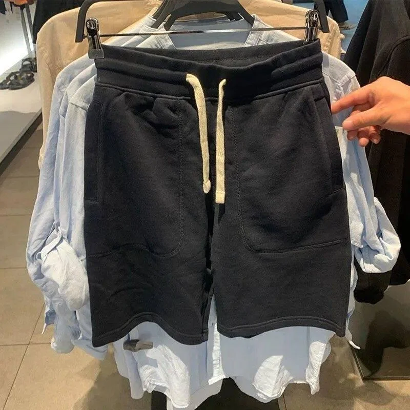 Summer Large Size 300 Pounds 2026 New Men's Youth Shorts Five-Quarter Loose Pure Color Drawstring Sports Shorts Casual Polyes...