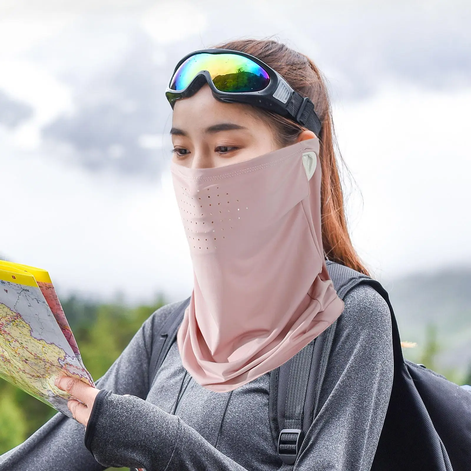 Oddychająca maska chroniąca przed słońcem dla kobiet, idealna na podróże, do noszenia na co dzień, na zakupy i do aktywności na świeżym powietrzu.
