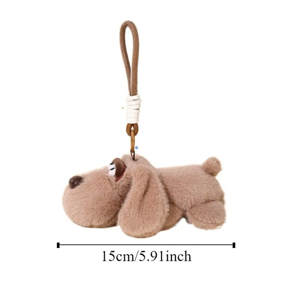 PP Cotton Big Eyed Dog Plush Pendant Fluffy Collection Big Eared Dog Keychain Cartoon Hanging Puppy Plush Doll Keychain