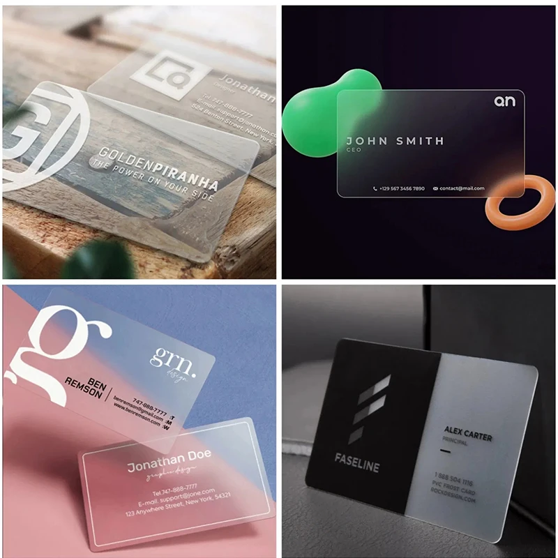 Transparent PVC Business Cards CustomizeWaterproof Thank You Card Print One SideFree design Round Cornor for Office Supplies