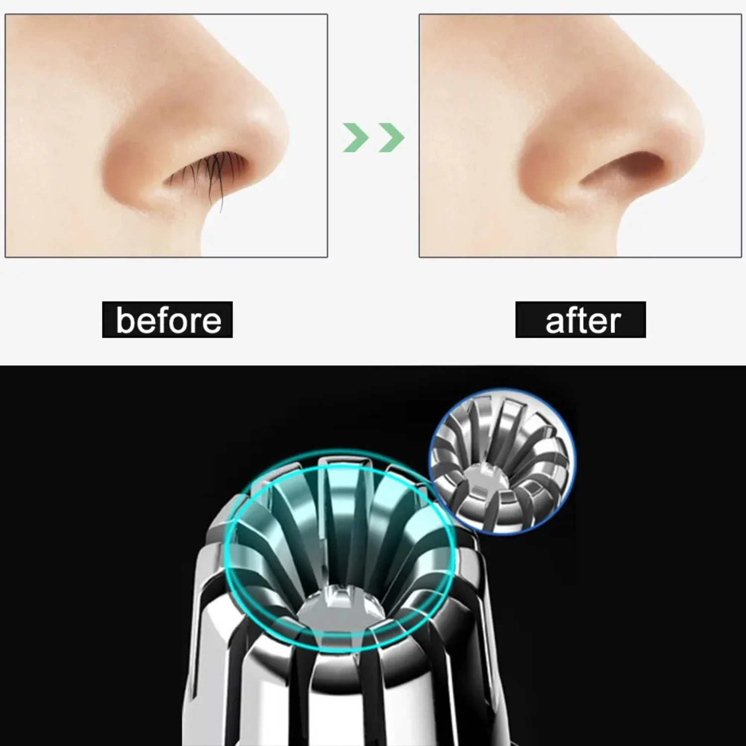 ماكينة تشذيب شعر الأنف من الفولاذ المقاوم للصدأ، ماكينة تشذيب شعر الأنف اليدوية، ماكينة تشذيب شعر الأنف والأذن قابلة للغسل