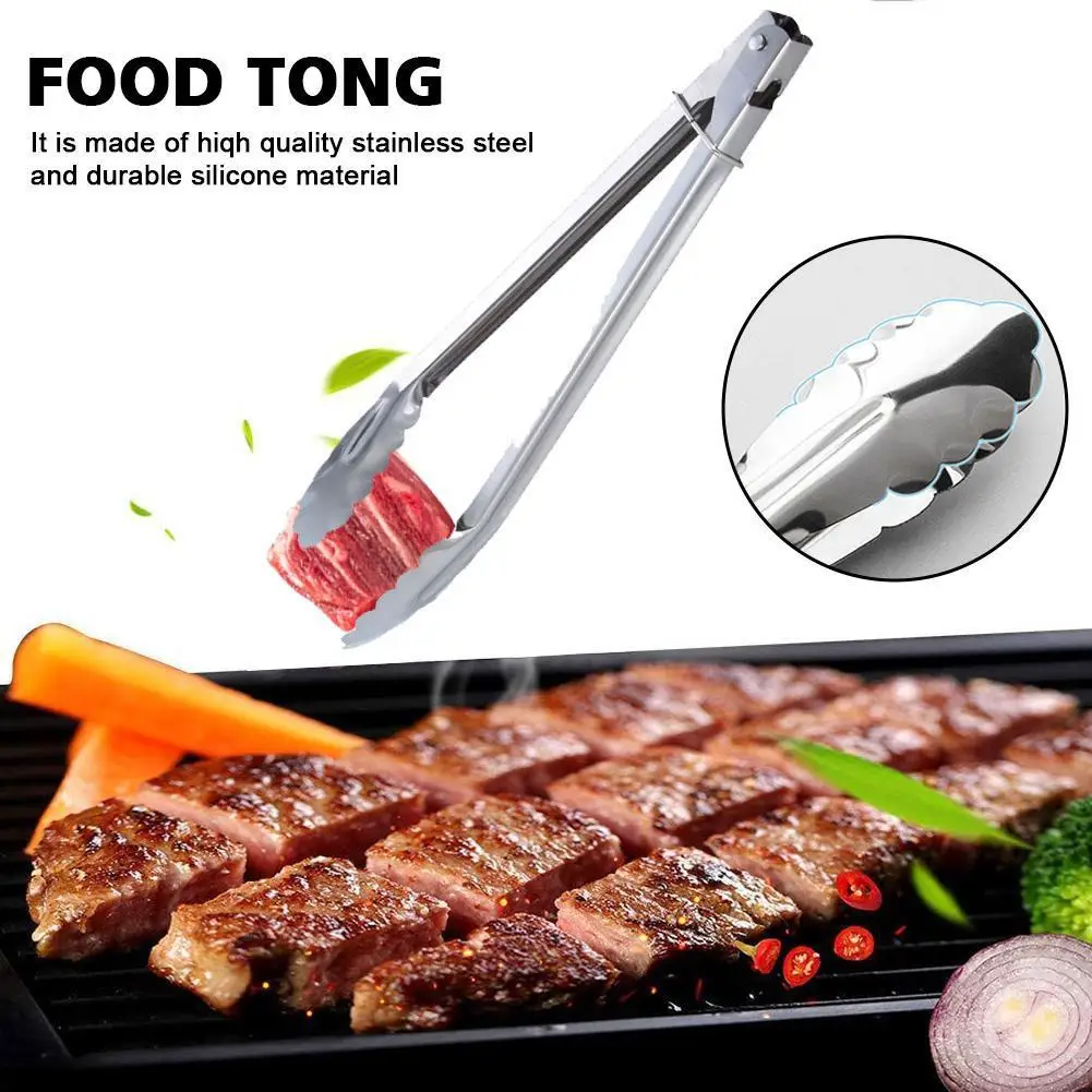 

Food Tong Stainless Steel Kitchen Tongs Non-slip Cooking Clip Clamp BBQ Salad Tools Grill Kitchen Accessories