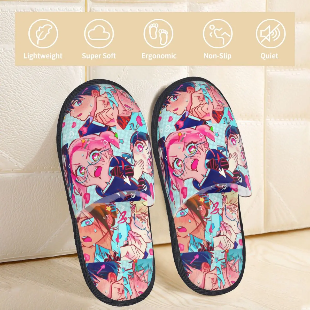 الغريبة المرحلة أنيمي المنزل نعال من القطن عدم الانزلاق Luka Ivan Till Mizi دافئ رغوة الذاكرة النعال غرفة المعيشة #2