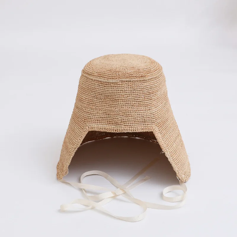 2024 New Japanese Style Shoulder Strap Solid Color Hat Outdoor Spring/Summer Lace and Split Design for Women\'s Sunshade Bowl Hat