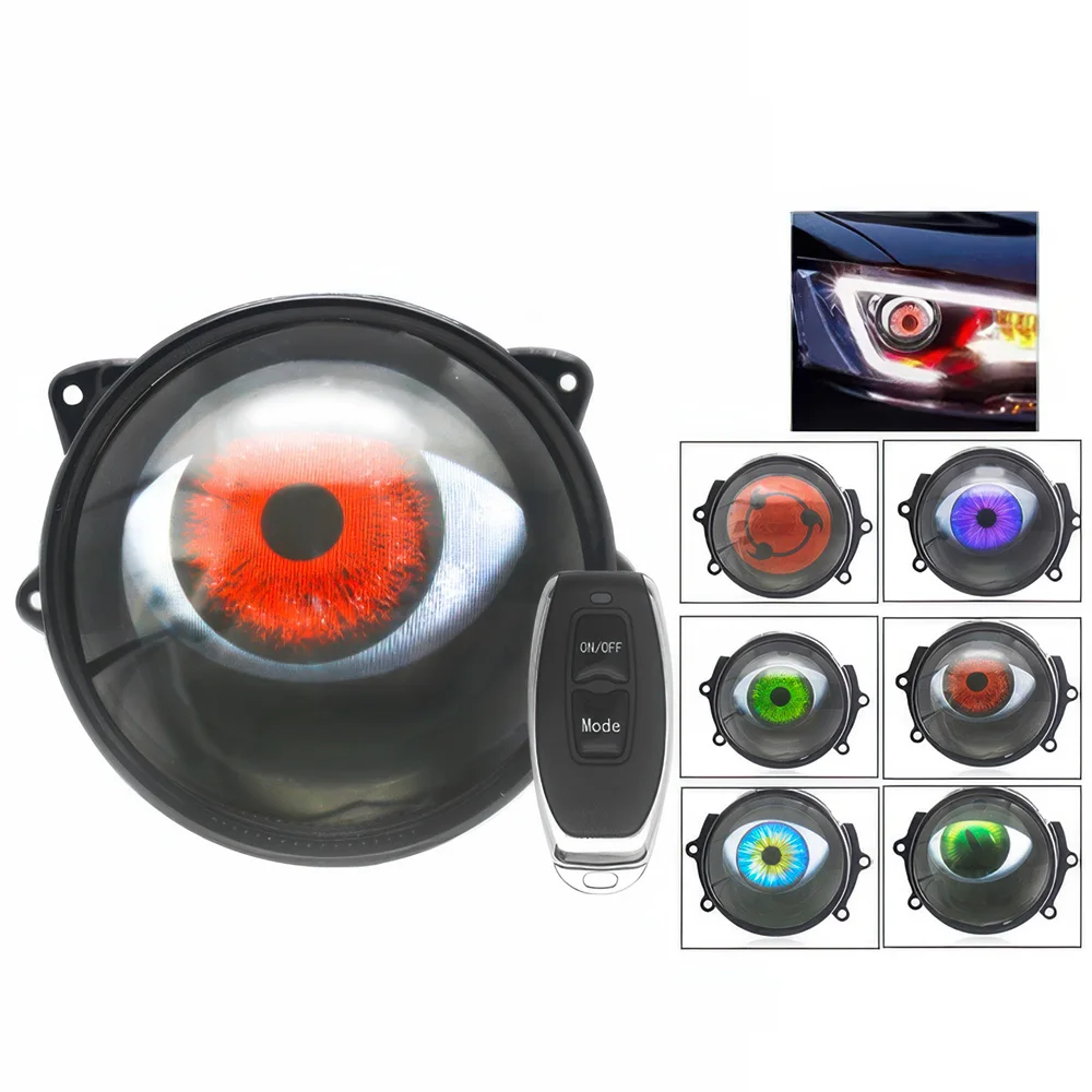 

3 Inch Car Devil Eyes Lens Lights 12-36V Demon Red Eye Dynamic Headlight Assembly With Remote Control Auto Retrofit Accessorie