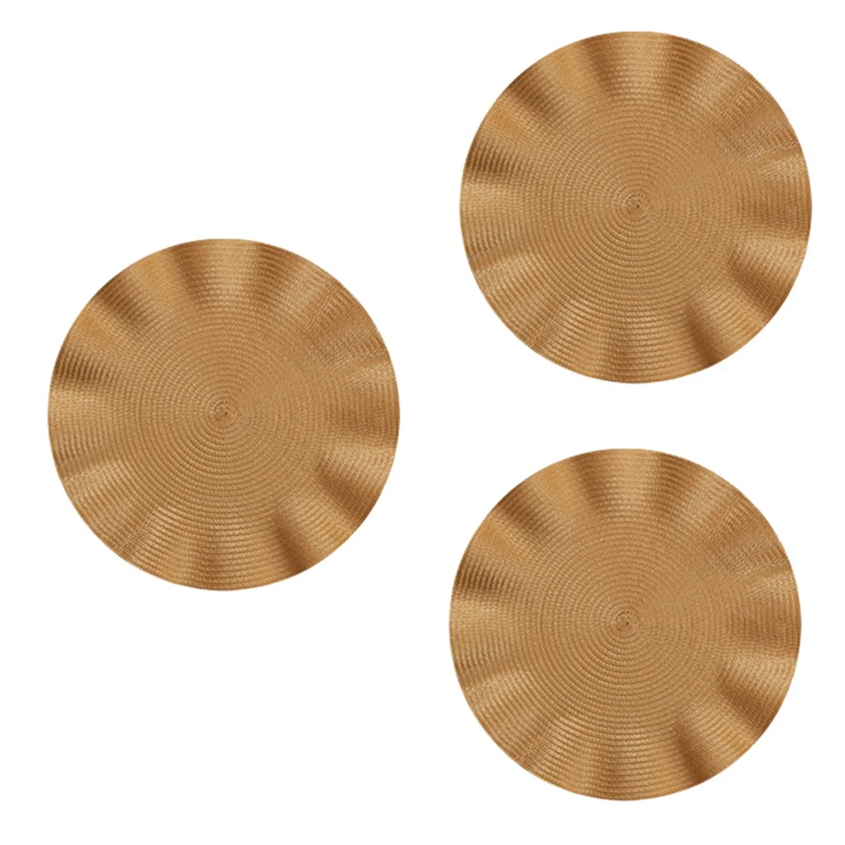 

Wave Round Placemat, Round Anti-Scalding Mat, Dining Table Insulation Western-Style Placemat, Kitchen Table Mat,Gold