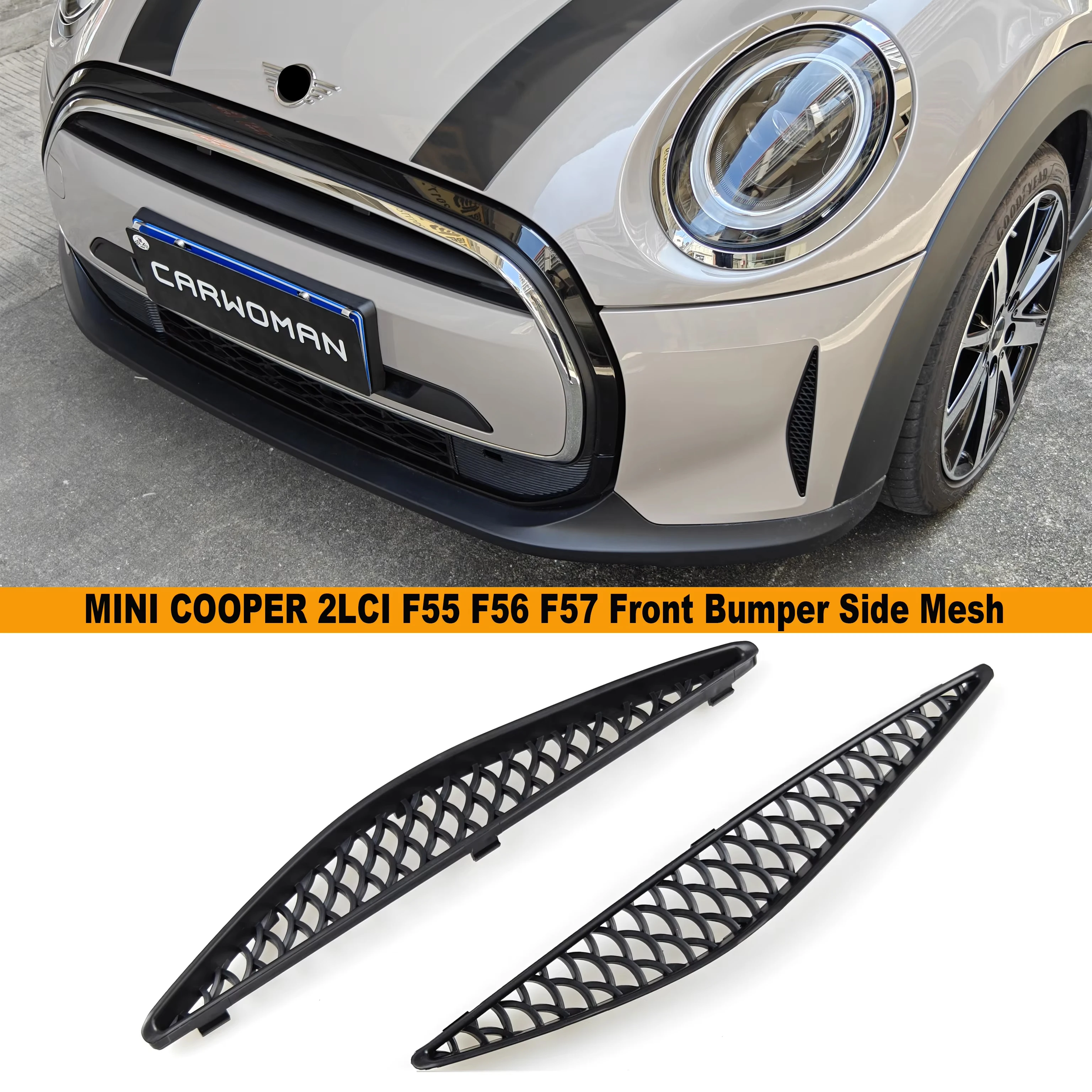 

Brand ABS Plastic LCI2 Front Front Bumper Side Mesh Grilles Cooper S JCW Model For Mini Cooper F56 F55 F57 2023 Car Only
