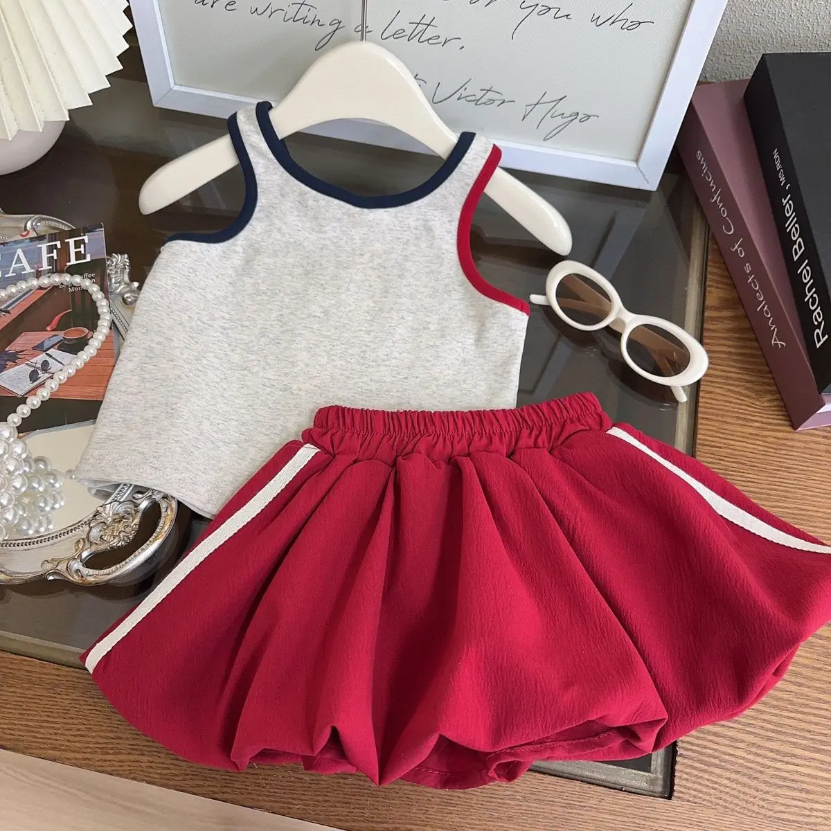 

Топы с бантом и эластичными штанинами, комплект из 2 предметов, летние повседневные наряды для девочек, для малышей