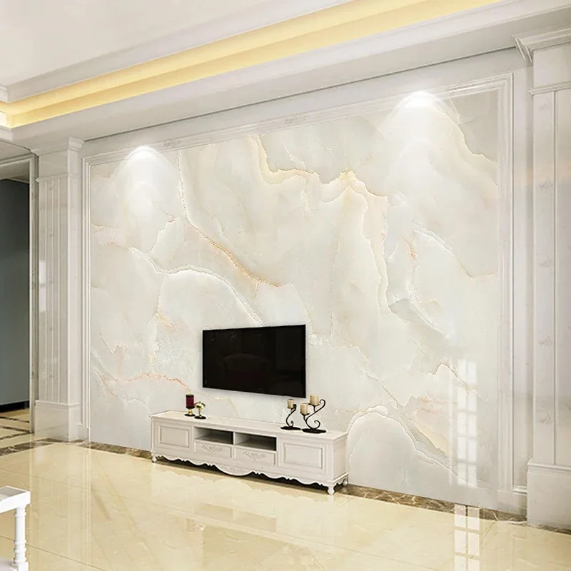 Fototapete, modern, schlicht, beige, Marmor-Hintergrund, Wandgemälde, Wohnzimmer, TV, Sofa, Hotel, Luxus-Dekor, Papel De Parede Sala 3D
