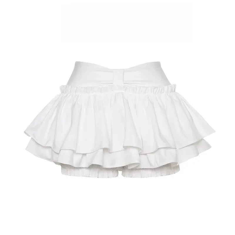 White Puffy A-Line Mini Skirt Women's Summer 2025 New Ballet Style High Waist Unique Design Sense Short Cake Skirt