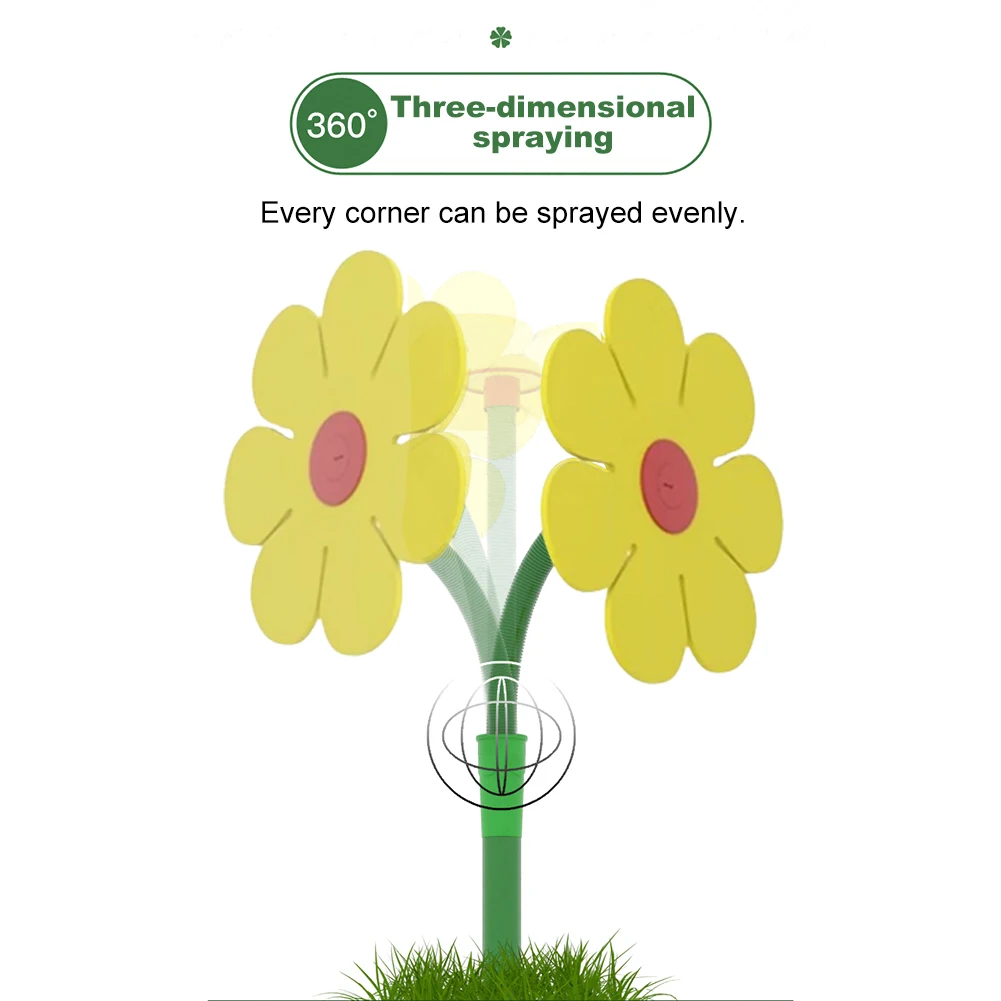 رش دوار الشمس 360 ° مرشات الأقحوان الراقصة المضحكة القابلة للدوران، رشاشات العشب الراقصة على شكل زهرة الشمس لسقي حديقتك