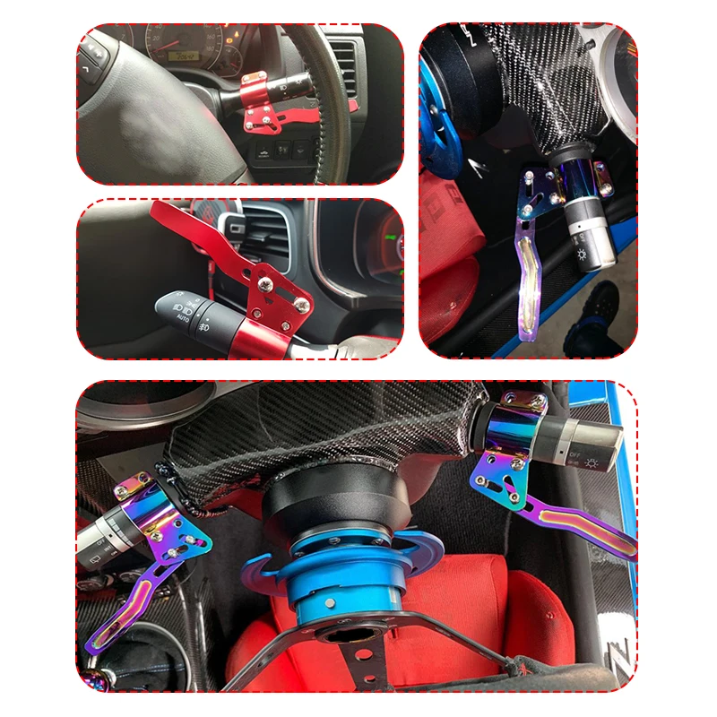 JDM Universal Aluminium Car Styling Adjustment Steering Wheel Turn Rod Extension Turn Signal Lever Position Up Kit