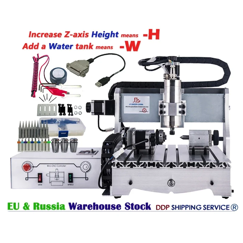 Desktop CNC Router Mini Engraver, USB Port, Water Cooling , Ball Screw, Aluminum Milling Machine, Wood Lathe, 3020, 3040, 6040