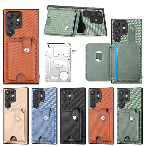 Leather Cover for Samsung GalaxyS25 S24 Ultra S23 FE S22 Plus A42 A33 A04E A34 A54 A14 5G Wallet Case With Credit Card Holder