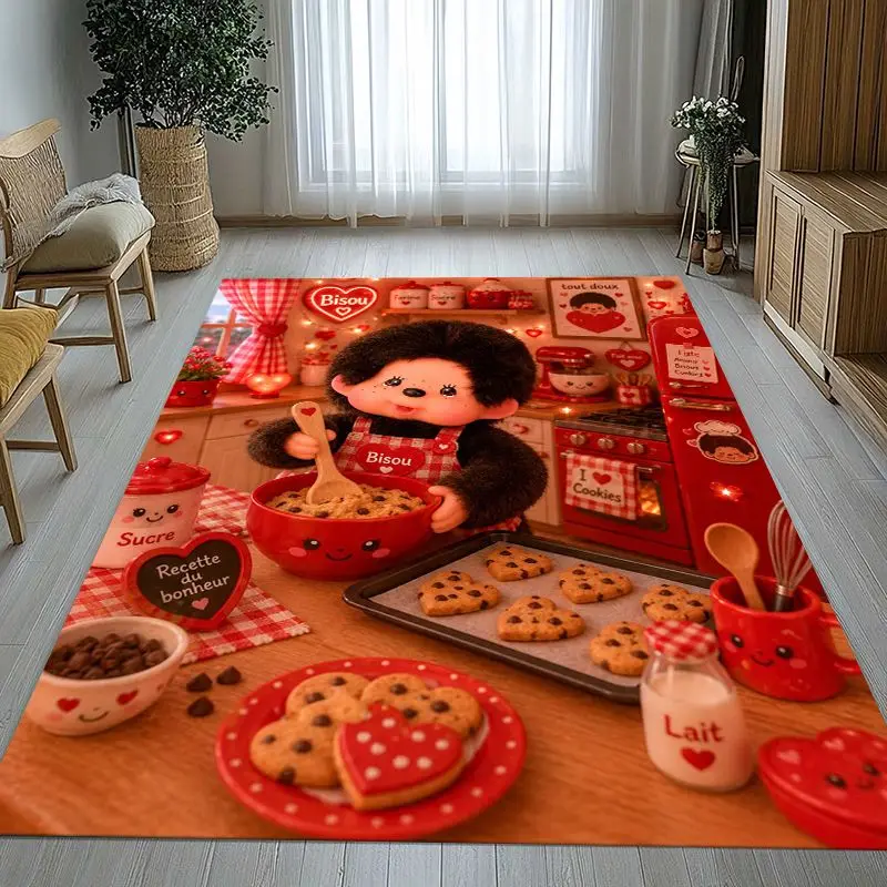 Cute M-Monchhichi Monky Cartoon Area Rug,Soft Non-Slip Carpet Mat for Living Room Bedroom Kid Playroom,Sofa Floor Rug,Home Decor