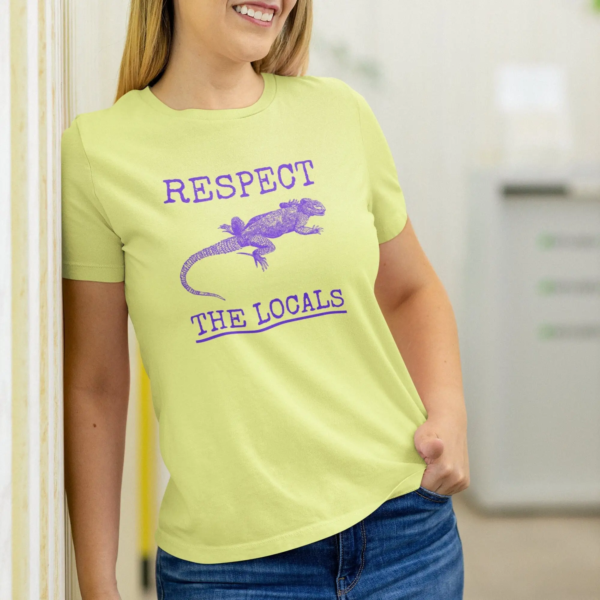 Respect The Locals Reptile T Shirt Funny Retro Lizard Vintage Lover s