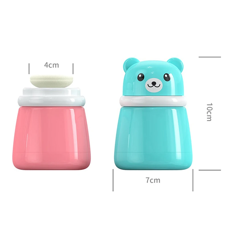 Children\'s Cute Cartoon Bear Baby Puff Box Talcum Powder Prickly Heat Powder Storage Box Portable Container Travel Daily Life