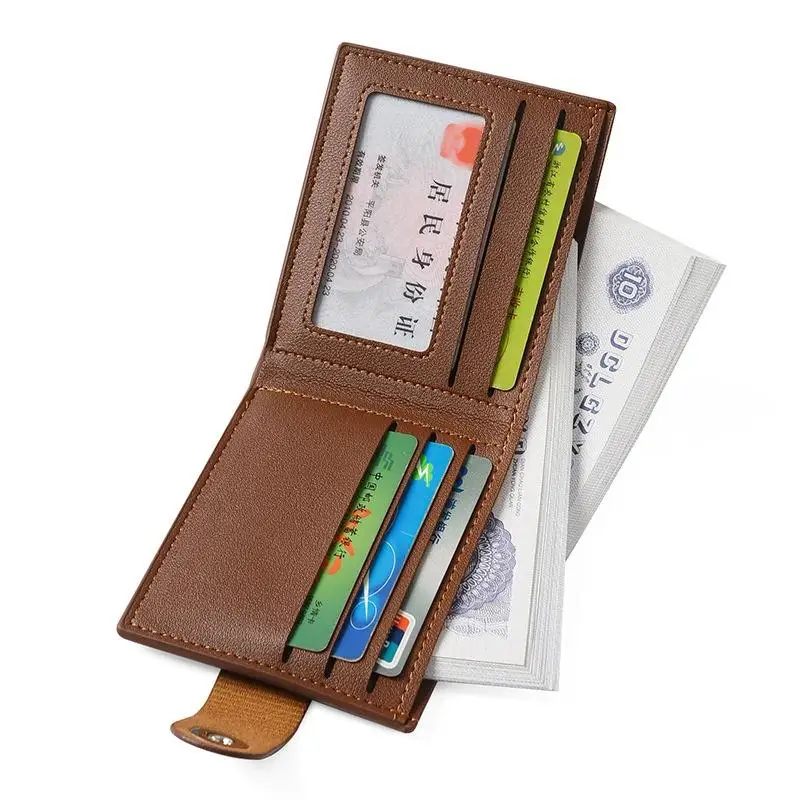 PU-Leder Herren-Kurzbrieftasche, ultradünner Kreditkartenhalter, Multikartenetui, Geldbörse, Business, tragbar, faltbar, Jugendmode-Geldbörse – Detail 4