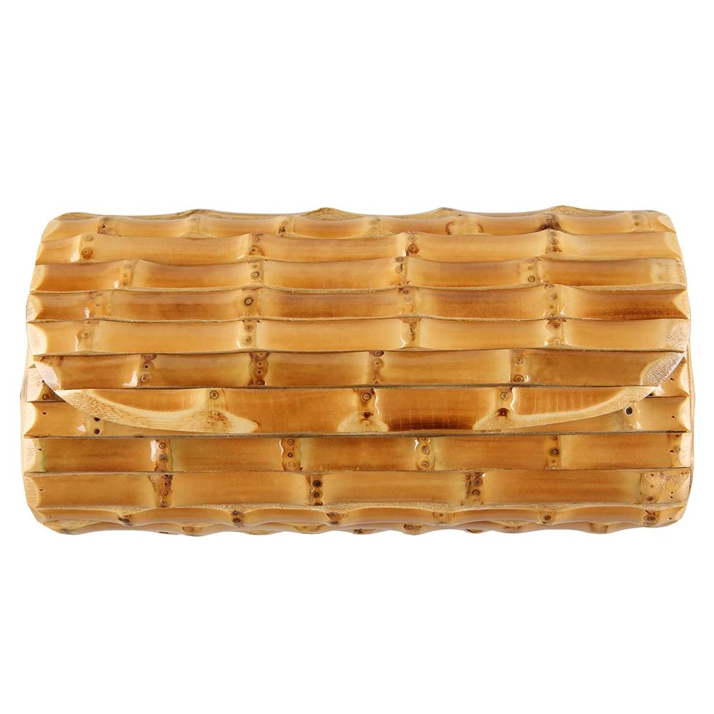 Nilerun Brand Fashion Vintage Retro Hard Wood Rattan Straw Evening Purse Wallet Unique Handmade Natural Bamboo Root Clutch Bag