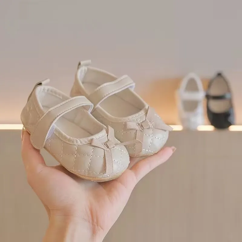 2025 Spring New Baby Shoes Korean Edition Baby Girl Princess Shoes Butterfly Knot Leather Shoes Soft soled Single Shoes Dancing
