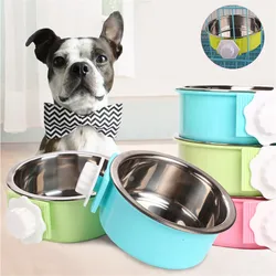 Pet Food Bowl Hanging Stainless Steel Pet Bowl Dogs Supplies Fixed Cat Bowl Cats Dog Crate Drinking Bowl Little Pet Feeding