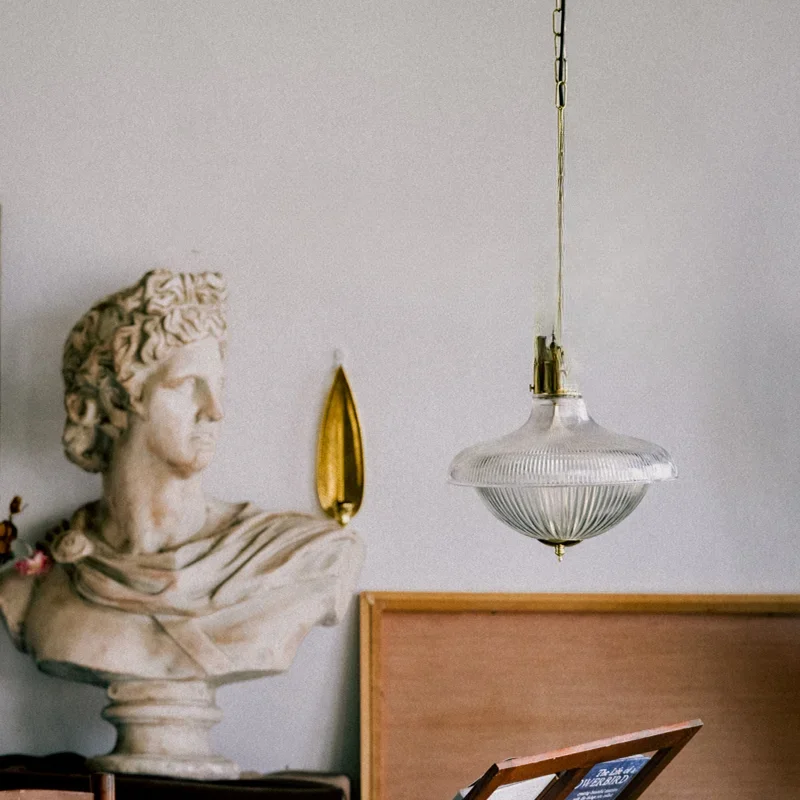 Lampshade brass, American retro industrial style living room bedroom chandelier