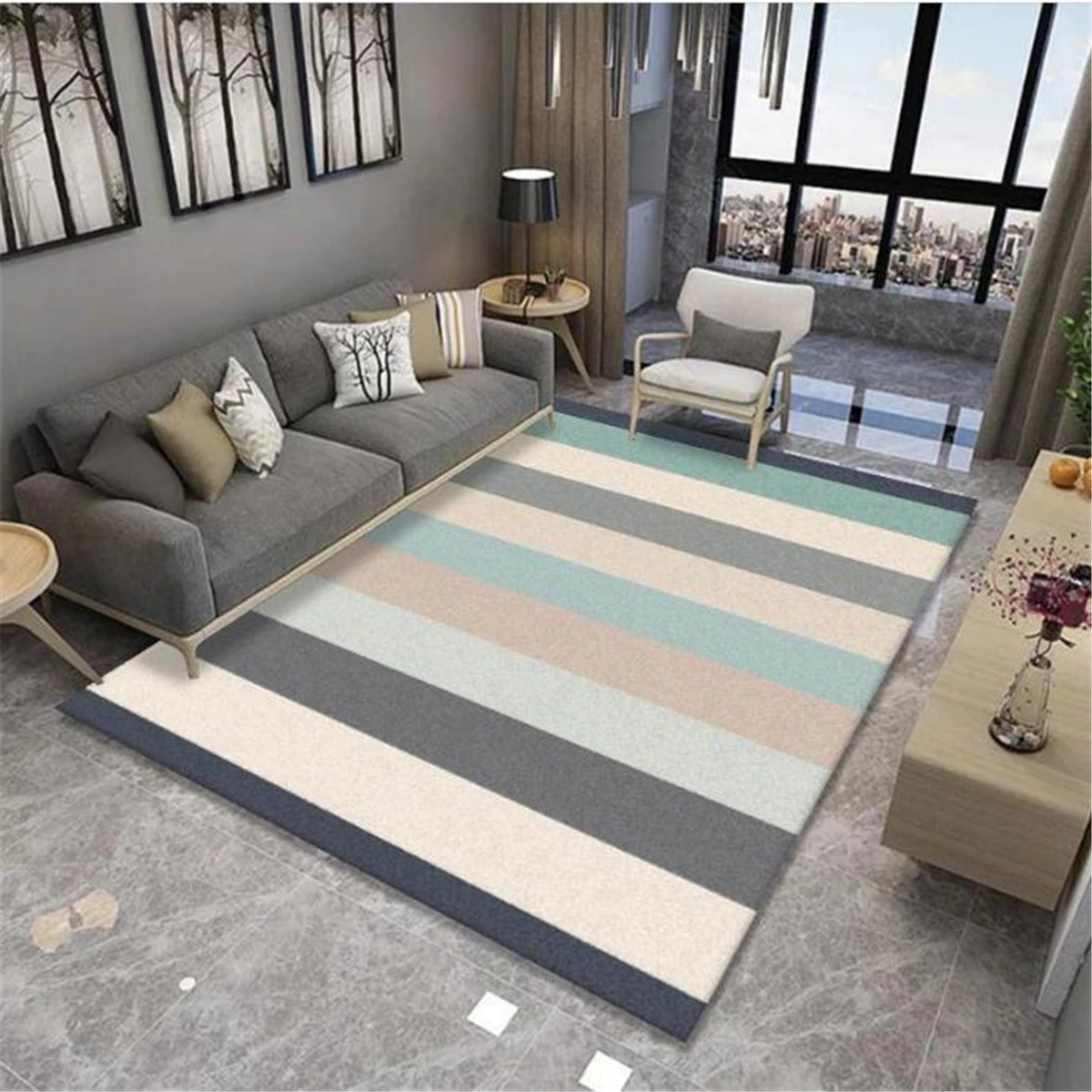 

geometry Carpet Living Room Anti-skid Balcony Mat Vintage Bedroom Rug Bedside Kitchen Carpet Jacquard Countryside Rug Carpet