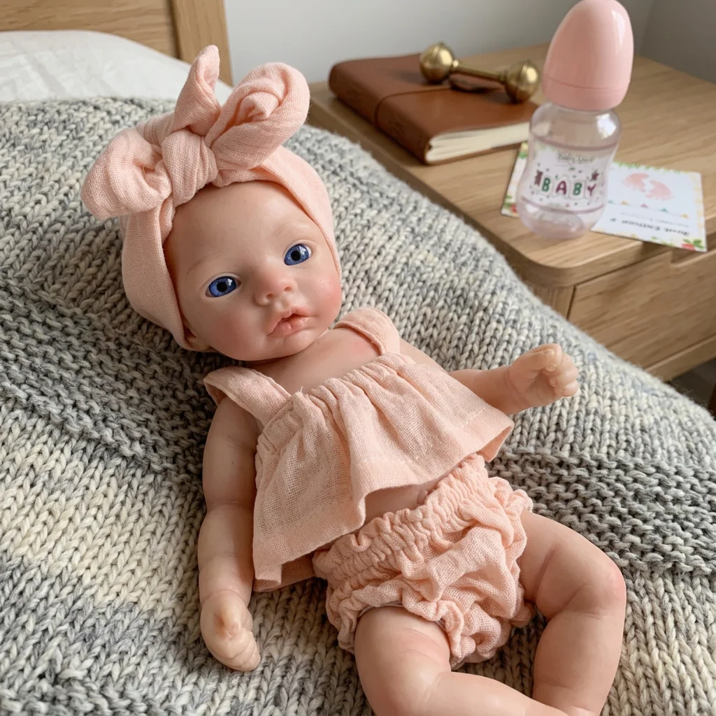 Baby Clothing Products - ตุ๊กตาซิลิโคนรีบอร์นขนาด 10 นิ้ว พร้อมชุดสีชมพู สมจริงเหมือนทารกแรกเกิด งานเพ้นท์มือ