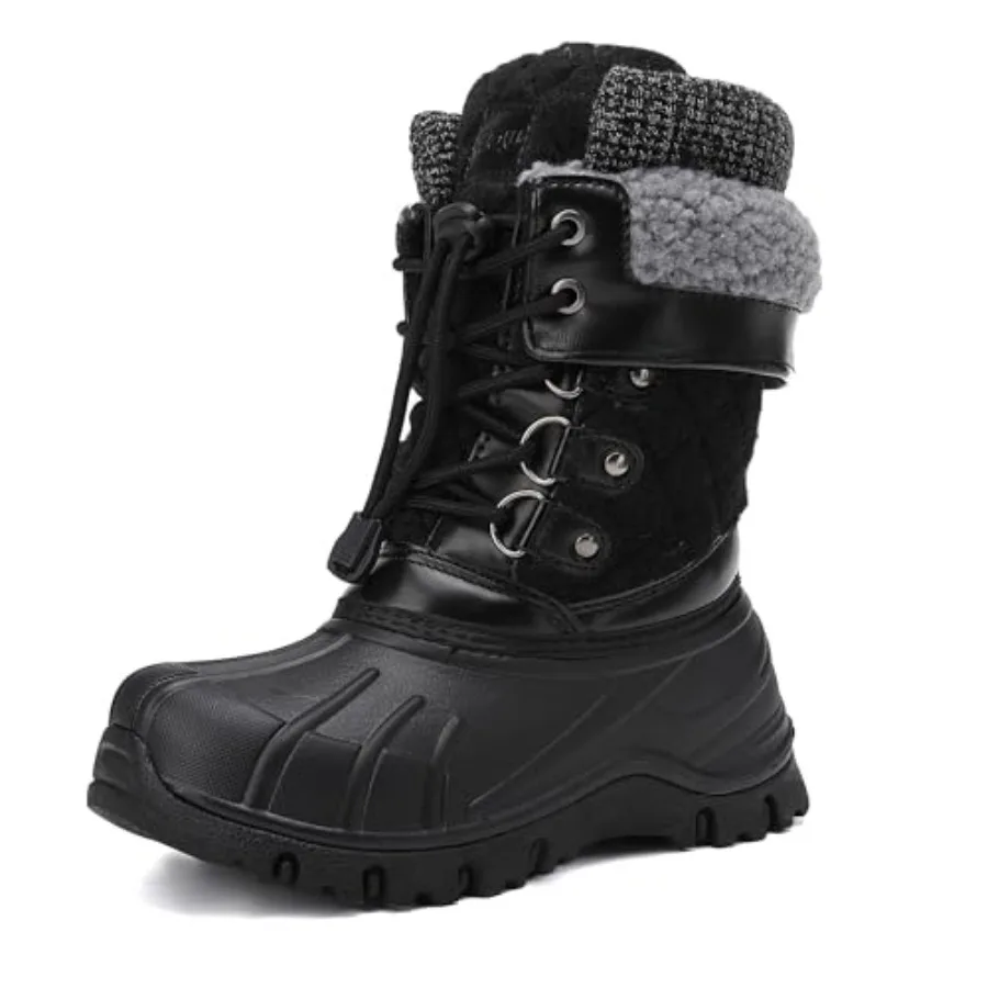 

EQW Waterproof Snow Boots for Girls and Boys Winter Insulated Warm Fur Lined Non-Slip Ankle Shoes