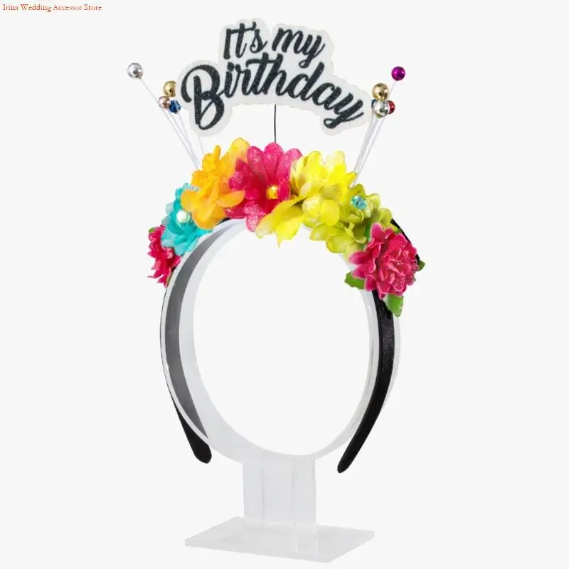 G92D Sparkling Birthday Headpiece Elastic Hair Band Headwear With Glitter Letter Decoration For Most Ages Parties