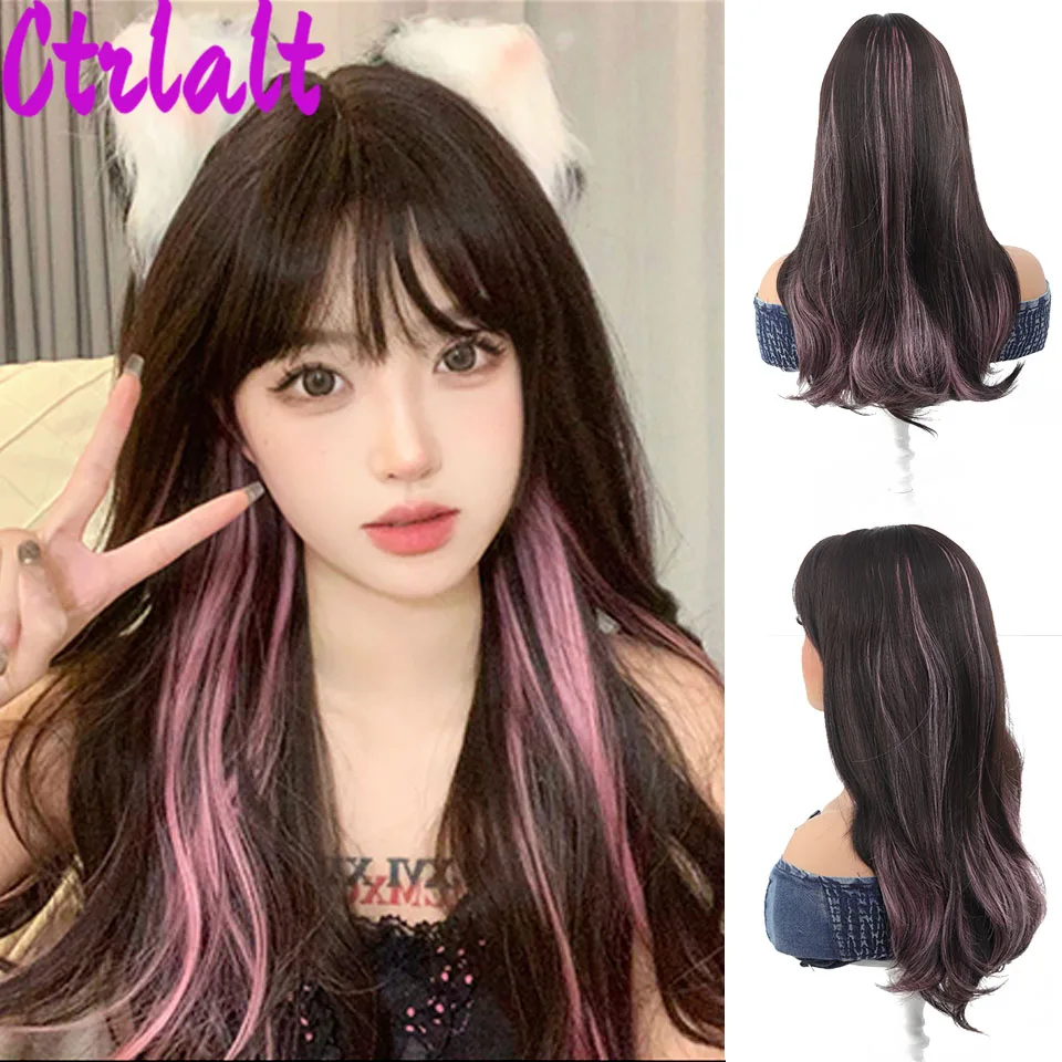 Long Straight Synthetic Wigs for Women  Hair Wig for Cosplay Halloween Party HeatResistant Hair With Bangs