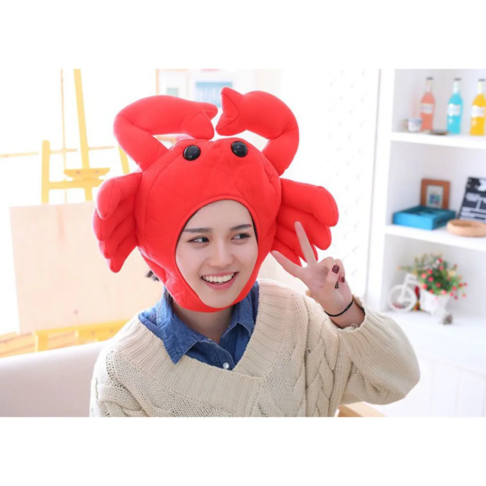 

Adjustable Red Crab Hat Funny Cartoon Headwear For Halloween Party Cosplay Costume Photo Props Adults Dress Up