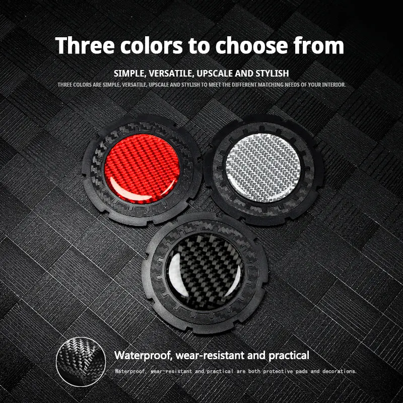 Carbon Fiber Car Water Cup Coaster Pad Non-slip Car Drink Coffe Bottle Holder Rubber Cup Bottle Mat Car Interior Accessories