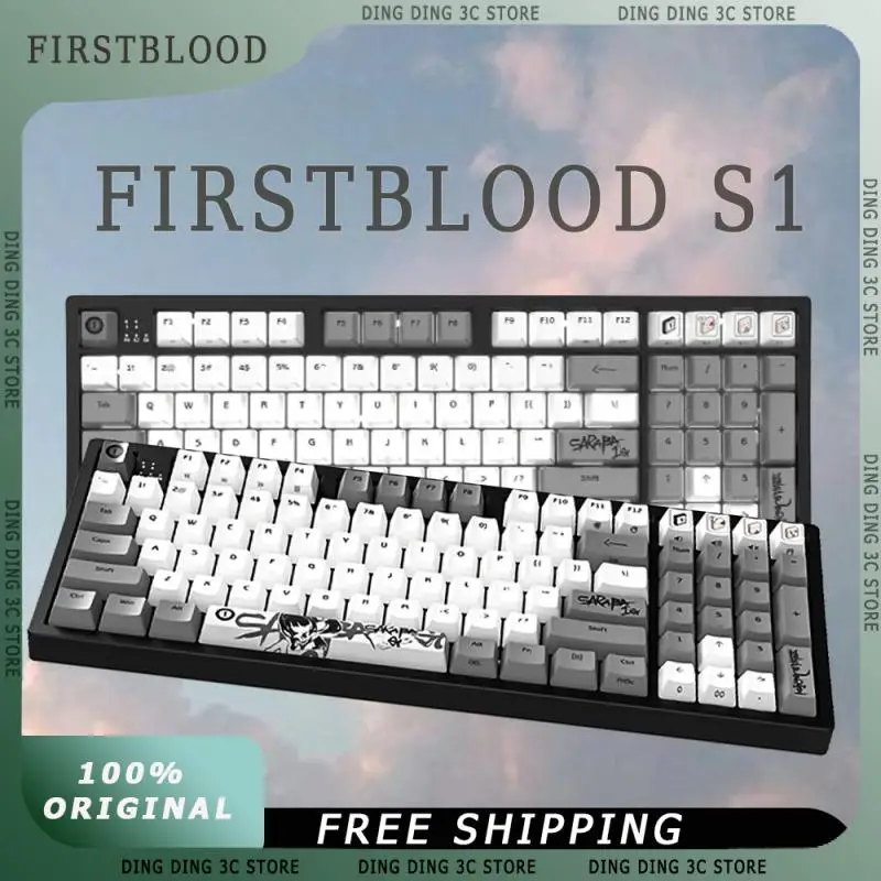 

FirstBlood S1 Wired Mechanical Keyboard RGB Backlight 96 Keys Ergonomics Anime Theme Limited Customized Office Gaming Keyboard