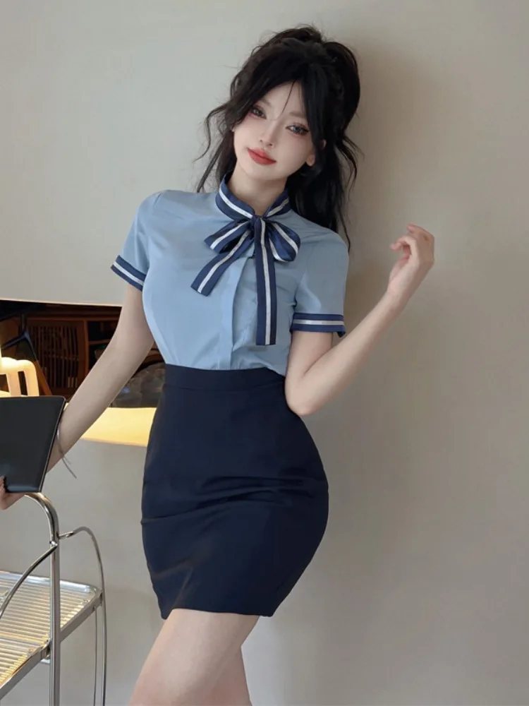 Profional ort Sve irt et jupe ensemble tenue d'affaires pour femme coupe ajustée réception d'hôtel travail orm mélange de coton