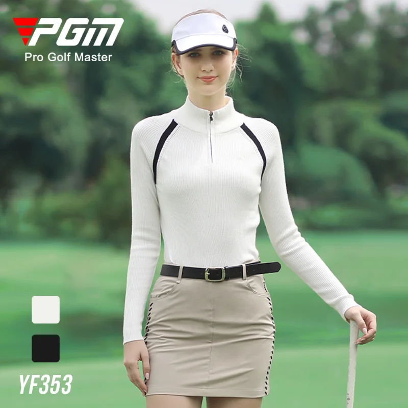 

PGM Autumn Winter Women Sweater Slim Fit Golf Clothes Leisure Sports Ladies Zip Collar Table Tennis Shirt Knit Fabric YF353