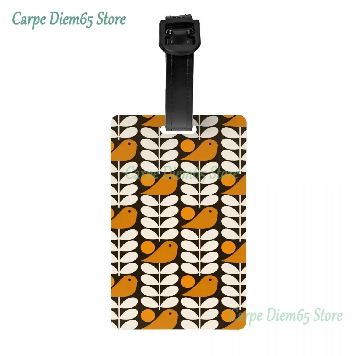 

Multistem Birds Black White Orange Luggage Tag Custom Orla Kiely Scandi Baggage Tags Privacy Cover Name ID Card