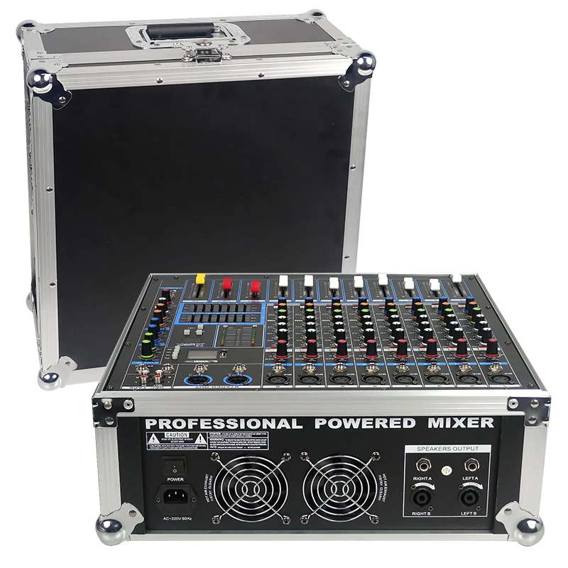 Portable Designed With Carrying Case Professional Sound System Controller Audio Mixing Console Karaoke 8 Channel Mixer Amplifier