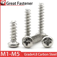 100 Uds acero al carbono niquelado M1 M1.2 M1.4 M1.7 M2 M3 M4 M5 tornillo de cola plana autorroscante de cabeza redonda empotrada en cruz