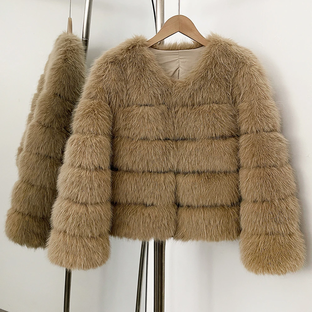 Faux Pelzmantel Frau Gefälschte Waschbären Pelzmantel Herbst Damen Winter Umweltfreundliche Dicke Warme Pelzigen Fuchs Pelz jacke Patchwork Oberbekleidung